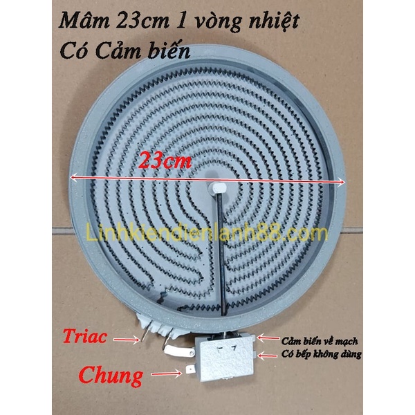 Mâm Nhiệt Bếp Hồng Ngoại 23cm 1 Vòng Nhiệt có Cảm Biến Mới !