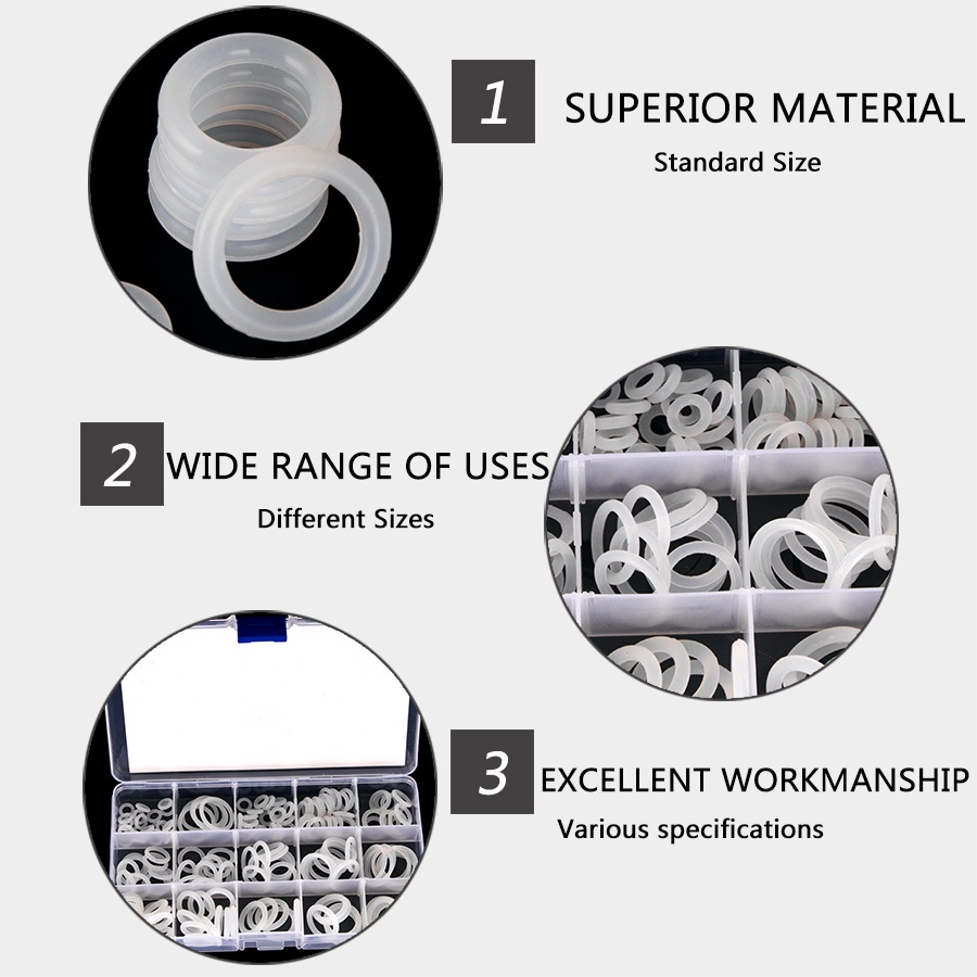 Bộ 150 Vòng Đệm Silicone Chữ O VMQ OD 6mm-30mm 1mm 1.5mm 1.9mm 2.4mm