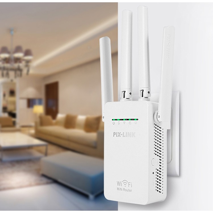 Kích Sóng Wifi 4 Anten chuẩn Wireless-N Kiêm Chức Năng Router Pix - Link