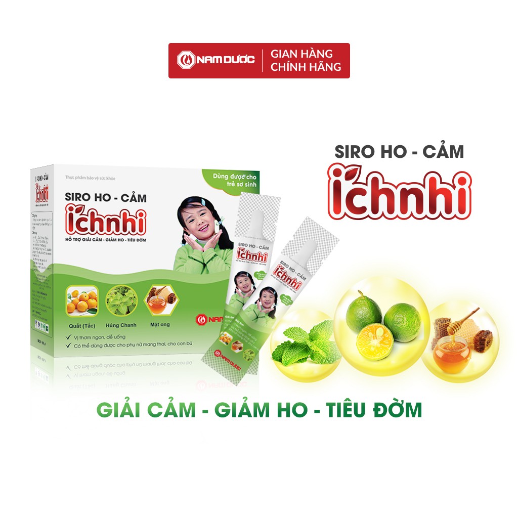 Siro Ho Cảm ích Nhi - Hỗ trợ giải cảm, giảm ho, sổ mũi, tiêu đờm, dùng cho trẻ sơ sinh, bà bầu, cho con bú. H.30 gói