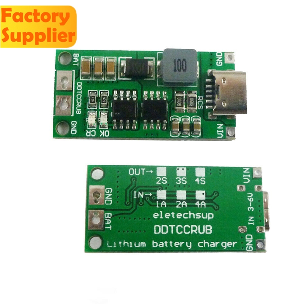 Bộ sạc pin Li-ion Pcbfun Boost 18650 DC3-6V đến 8.4 / 12.6 / 16.8V 2S / 3S / 4S Type-C 1-4A