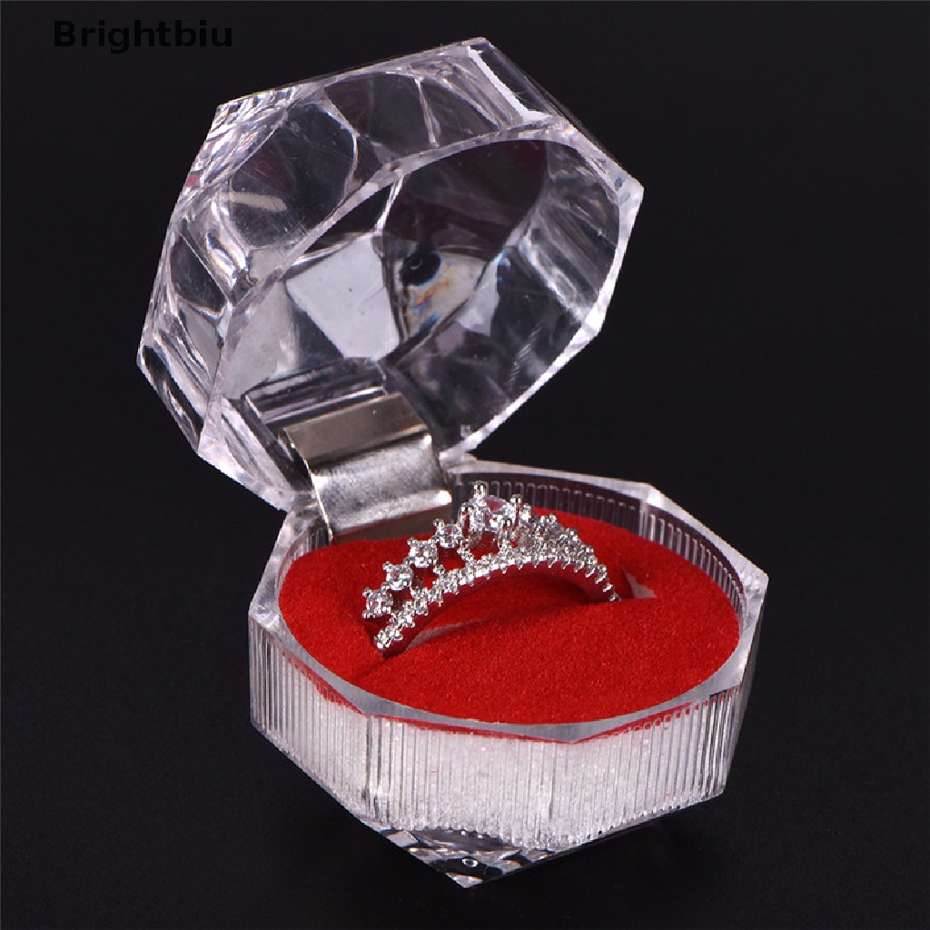 Clear Acrylic Jewelry Gift Box for Ring Holder Wedding Engagement Present New