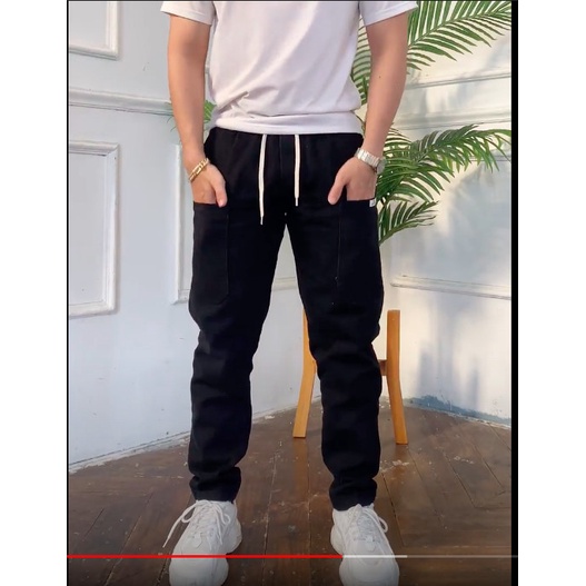 QB86 quần jean 2 màu phối logo