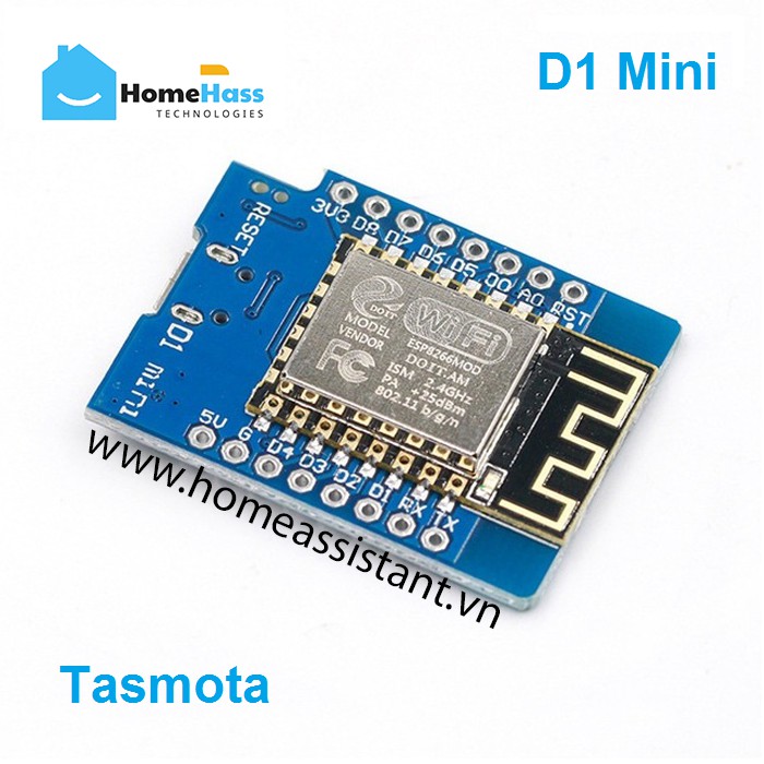 Bo Mạch Wifi ESP8266 NodeMCU D1 Mini Nạp Sẵn Firmware Tasmota (Hỗ trợ Home Assistant) ESPHome Hass
