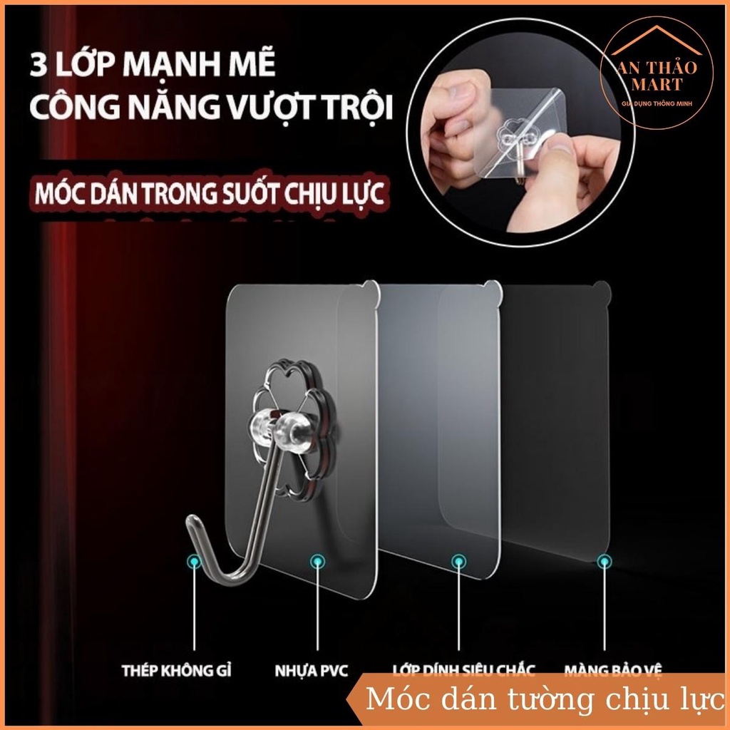 Móc Dán Tường Siêu Dính Trong Suốt Chịu Lực Tốt Treo Tường Chắc Chắn