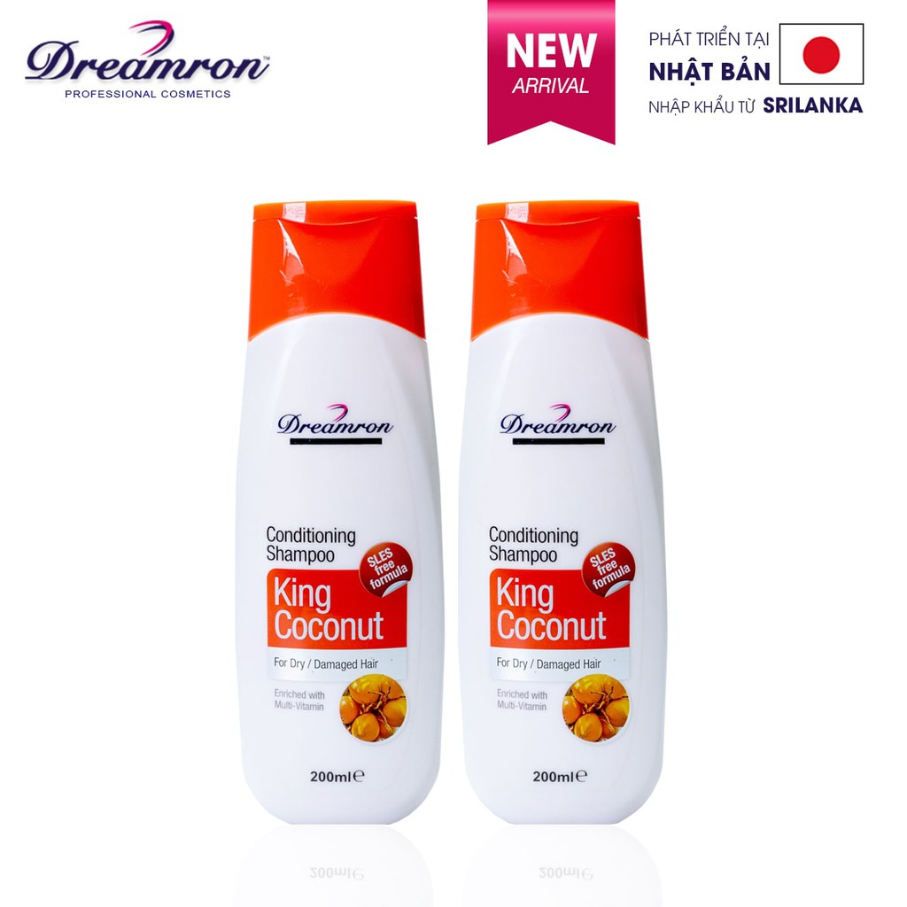 Commbo 2 Dầu gội và dầu xả tinh chất dừa - King Coconut Conditioning Shampoo 200 ml