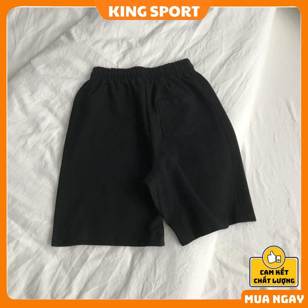 Quần sooc nam nữ trơn unisex basic ống rộng chất nỉ da cá mềm mịn thoáng mát KING SPORT quần đùi nam nữ mặc nhà cao cấp