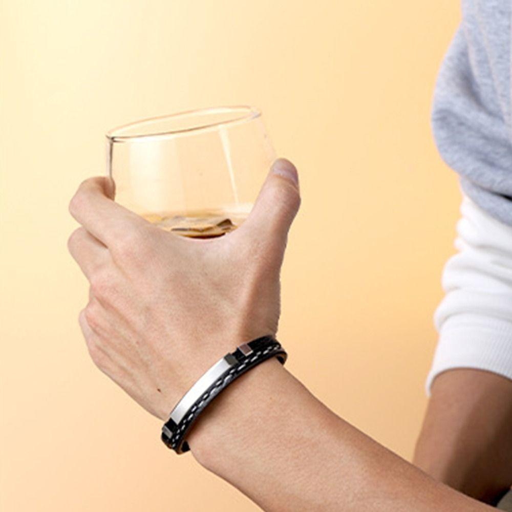 Vòng Tay Da Bện Chống Nước Phối Thép Titan Phong Cách Hip Hop Hàn Quốc Cá Tính Cho Nữ