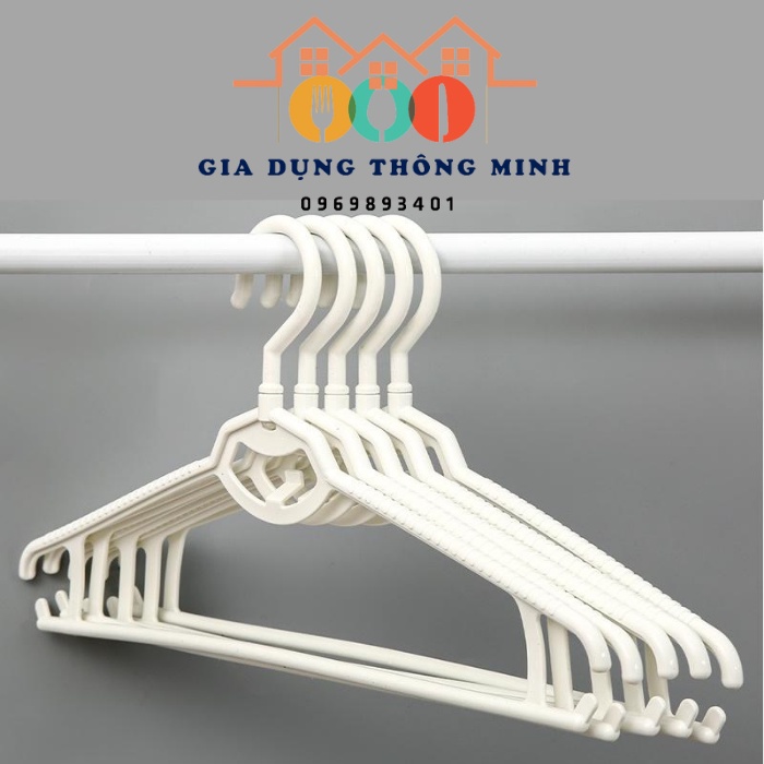 SET 50 Chiếc Móc Nhựa Thân Tròn Xoay Cổ 360 độ, nhựa PP cao cấp siêu bền - 50 CHIẾC ĐEN & TRẮNG