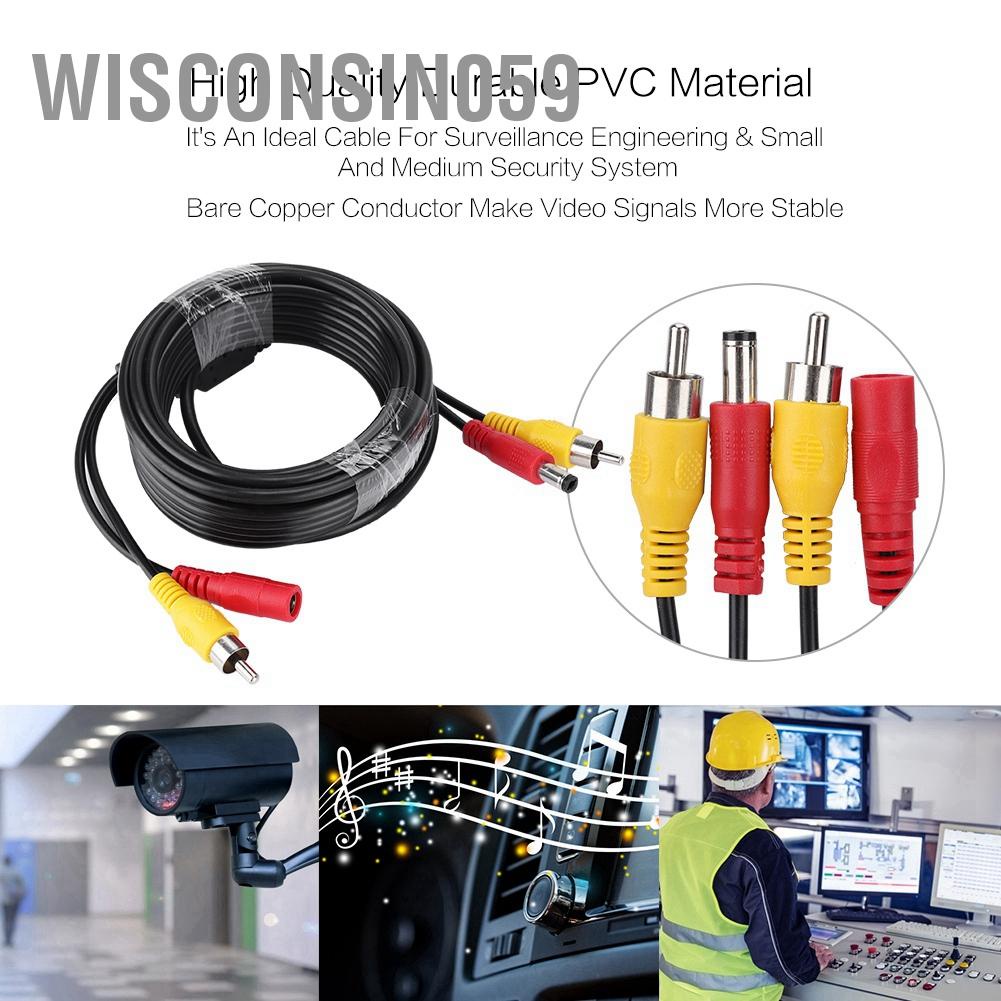 Wisconsin059 RCA + DC Car Monitoring Analog Camera AV Audio Video Power Cable Wire