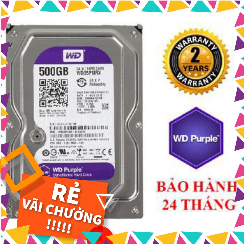 Ổ cứng chuyên dụng Camera 500GB WD PURPLE -  Bảo hành 24 tháng - C