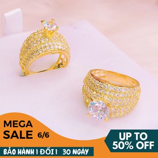 Nhẫn nữ GADO đính đá tròn mặt trăng siêu xinh đẹp sang trọng thời trang N001