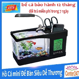 Hồ cá - bể cá mini để bàn kiêm đồng hồ siêu rễ thương   bể cá mini đẻ bàn làm việc hồ cá siêu đẹp center247