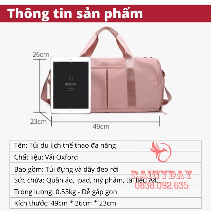 Túi xách du lịch túi du lịch thể thao đa năng cho nam nữ đựng đồ quần áo có ngăn để giày cỡ lớn