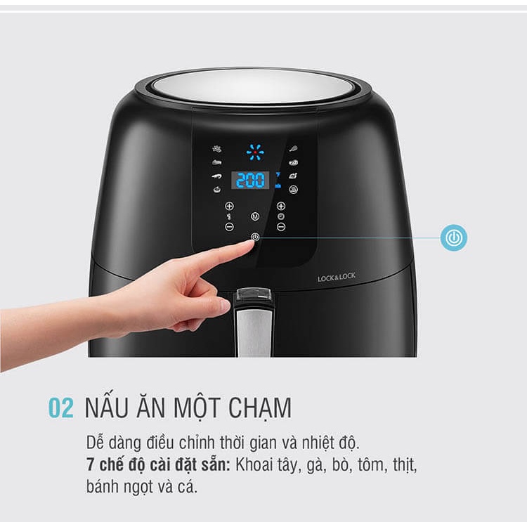 Nồi Chiên Không Dầu Điện Tử Lock&amp;Lock EJF296BLK (7.2 Lít)