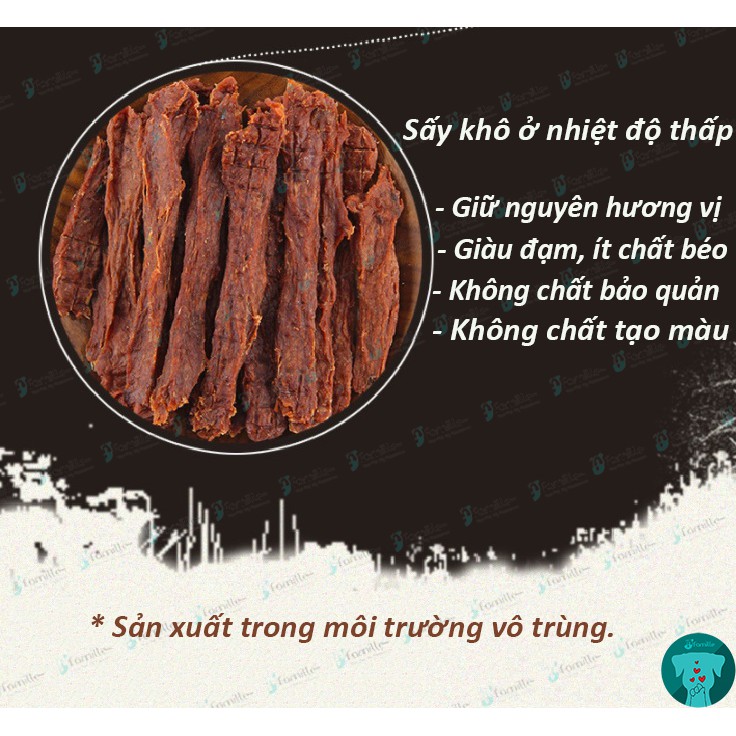 [GIÀU ĐẠM] Khô Bò Xé Sợi Cho Chó, Snack Đồ Ăn Vặt Cao Cấp Cho Thú Cưng, 100% Thịt Bò Tươi. Gói 100gr - JF43