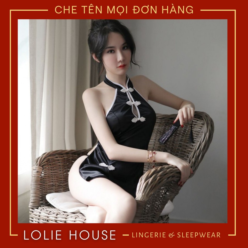 Cosplay Sườn Xám Nút Trắng Xẻ Tà Sexy - Set váy ngủ sexy cosplay sườn xám LOLIE HOUSE - CP16 | BigBuy360 - bigbuy360.vn