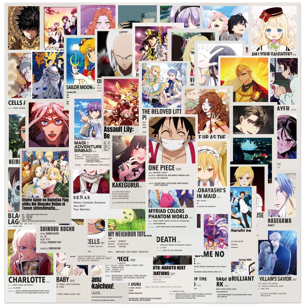 Set 50/25/10 Nhãn Dán Trang Trí Va Li/Laptop/Điện Thoại Hình Anime Hunter × Hunter