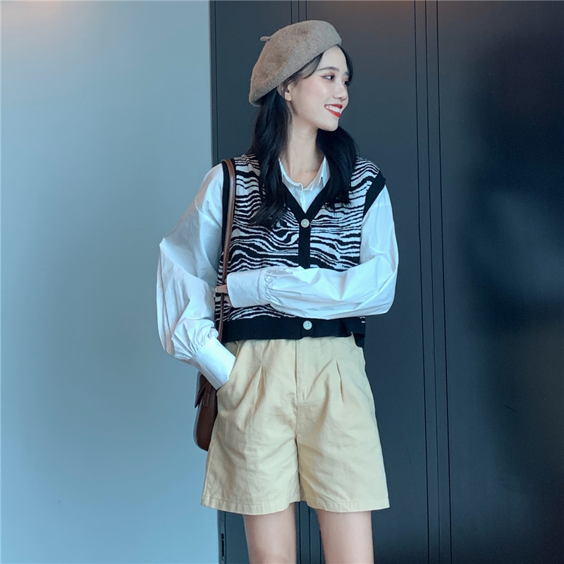 Áo Sơ Mi Tay Dài/Áo Khoác Len Sát Nách Họa Tiết Sọc Vằn Thời Trang Dành Cho Nữ