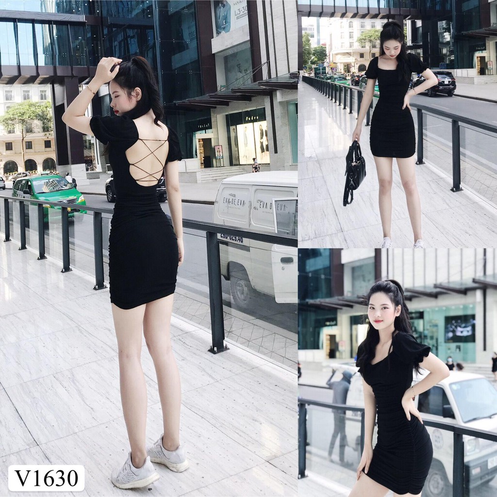 Váy đen body đan dây lưng V1630- QUEEN SHOP DOLCE VIVA COLLECTION(ảnh người mẫu+ảnh trải sàn do shop tự chụp)