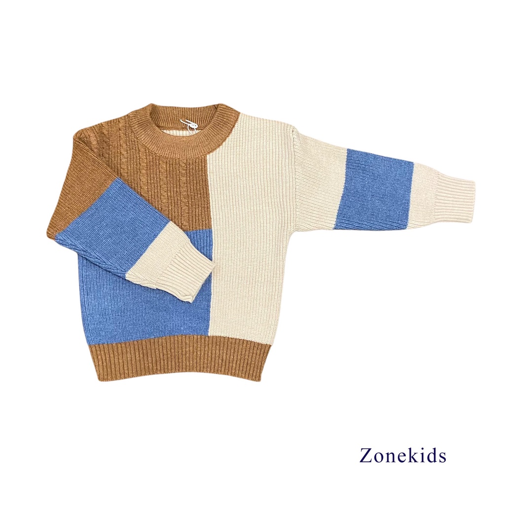 Áo len bé trai cổ tròn, áo thu đông bé trai chất len dệt kim Quảng Châu mềm, đẹp, sành điệu size 10-18kg Kidstore