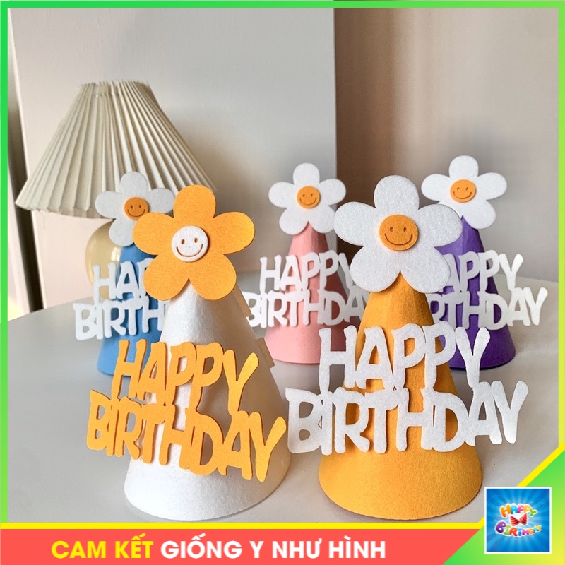 Mũ sinh nhật 3D phong cách Hàn Quốc chóp hoa cúc, phù hợp với mọi lứa tuổi để trang trí sinh nhật