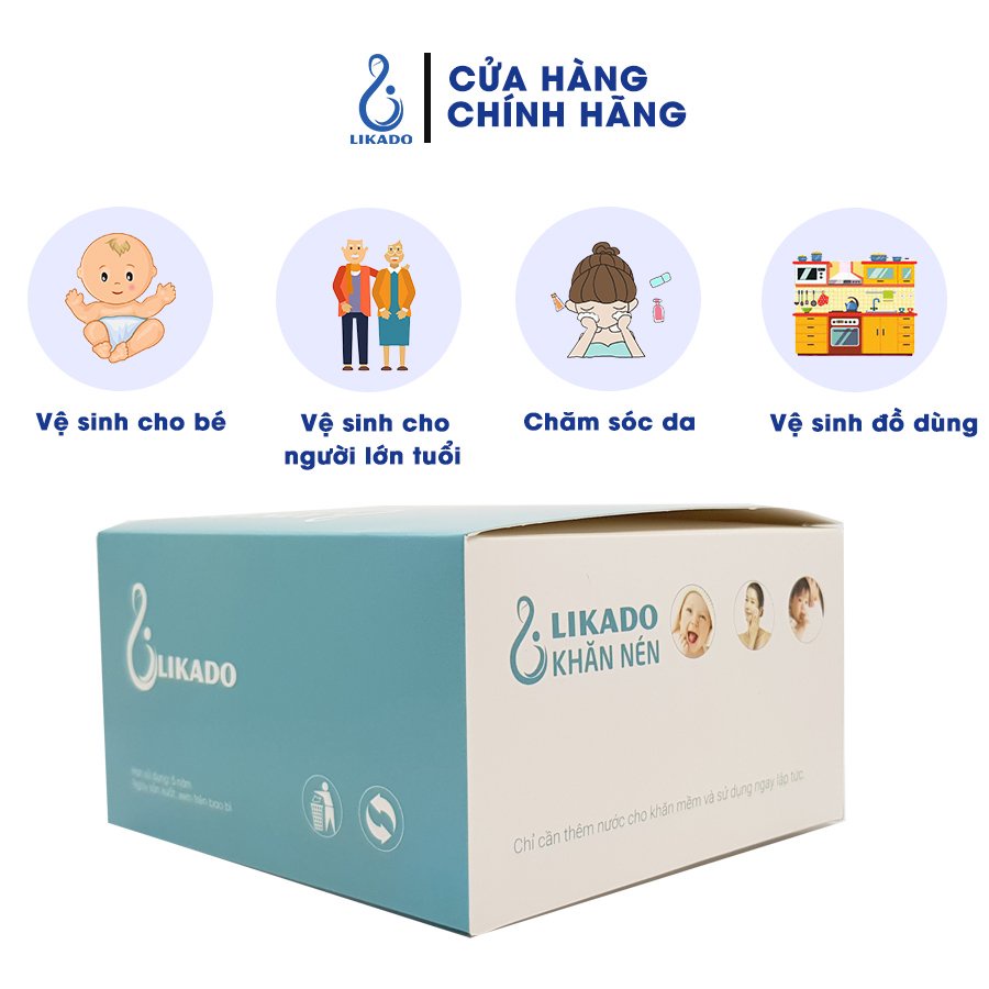 Khăn nén du lịch LIKADO hộp 200 viên trần