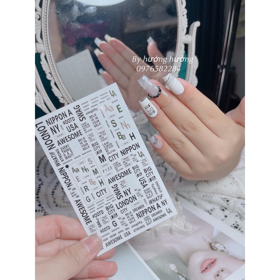 Stick dán móng tay, Sticker mẫu nail, chữ dán móng tay (f123)