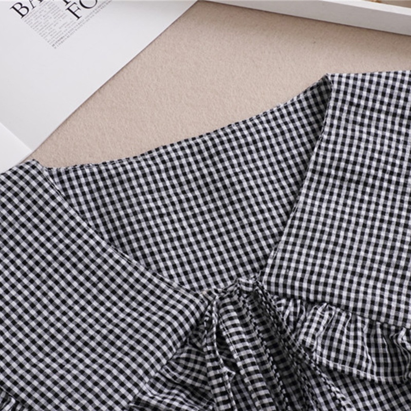 Cổ Áo Giả Phối Bèo Nhún Họa Tiết Caro Phong Cách Lolita Vintage