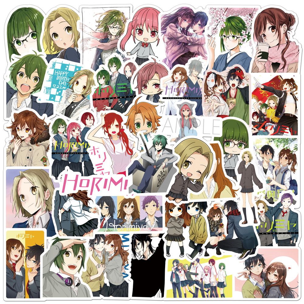 Y&P| Hình Dán Chống Nước Horimiya Nhật Bản Anime Mũ Bảo Hiểm Máy Tính Xách Tay Hành Lý Dán Thiết Lập, 50 tờ