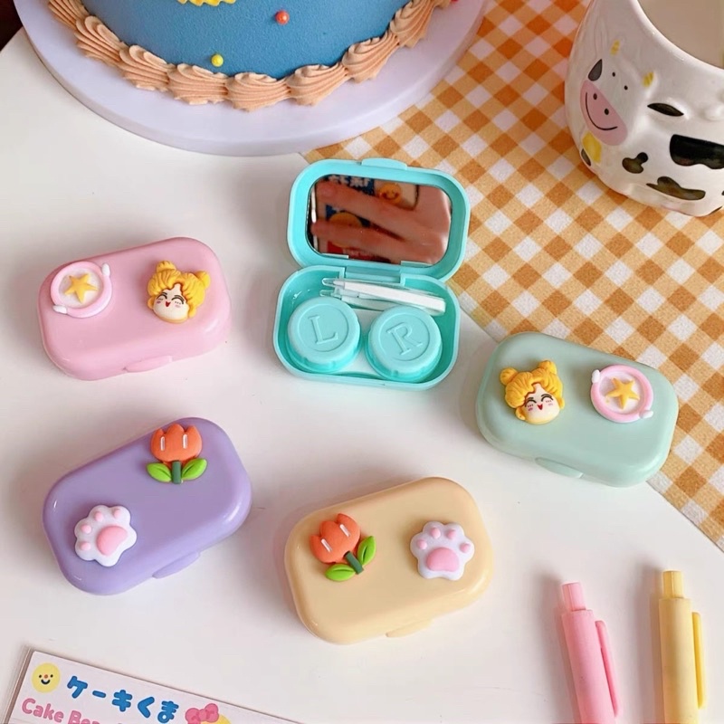 [Rẻ Vô Địch] Khay Đựng Lens Kèm Dụng Cụ Hình Đáng Yêu [FREESHIP] Khay Đựng Kính Áp Tròng Cute