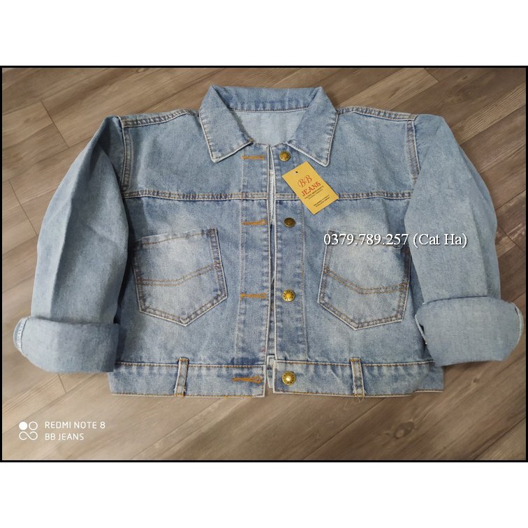 Aó khoác jean nữ xám xanh form dưới 58Kg basic trơn BB17