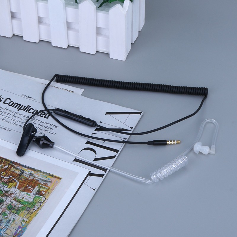 LIDU  Spiral Acoustic Hollow Air Tube 3.5mm Anti-radiation Headphone Earphone With Mic