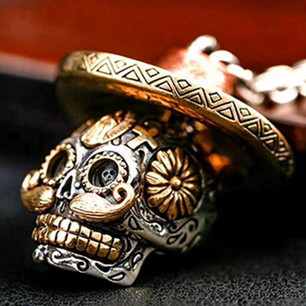 Men's Gold  Skull Pendant Necklace Gothic Skeleton Pendants Fashion Jewelry