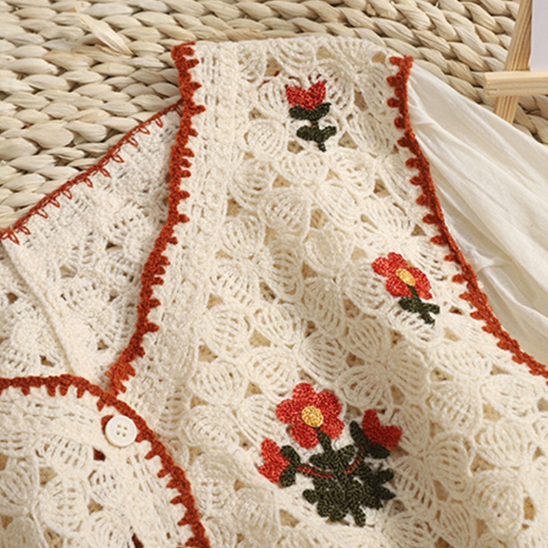 Brroa Áo Croptop Ngắn Tay Thêu Hoa Thời Trang Nữ