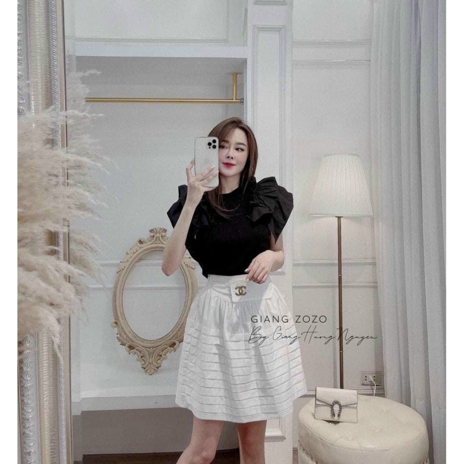 ICO - Áo phông TAY BÈO trơn hai màu ĐEN - TRẮNG VAV LUXURY