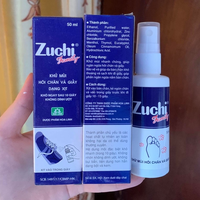 Zuchi Family Xịt Giày 50ml - Khử Mùi Hôi Chân, Xịt Thơm Giày Dép