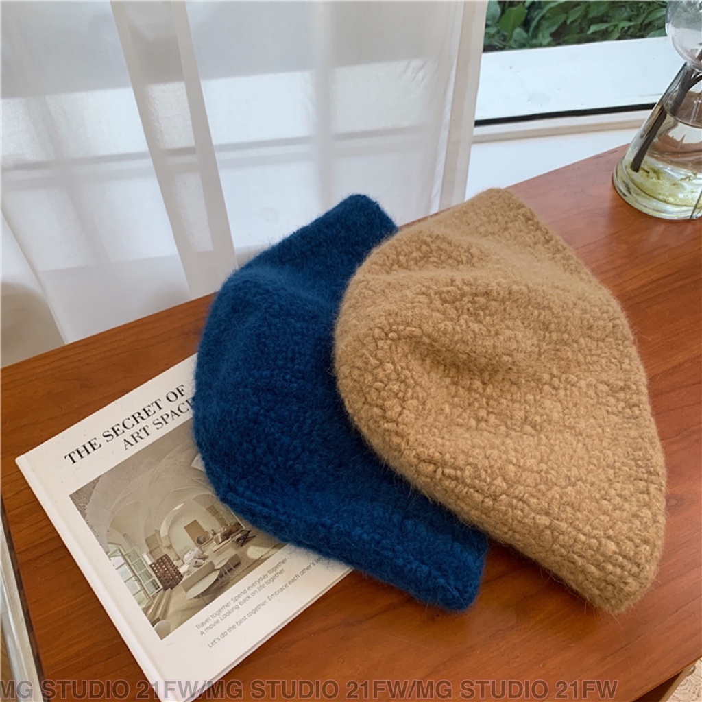 Mũ tai bèo vải len mềm phong cách Nhật Bản cho nữ