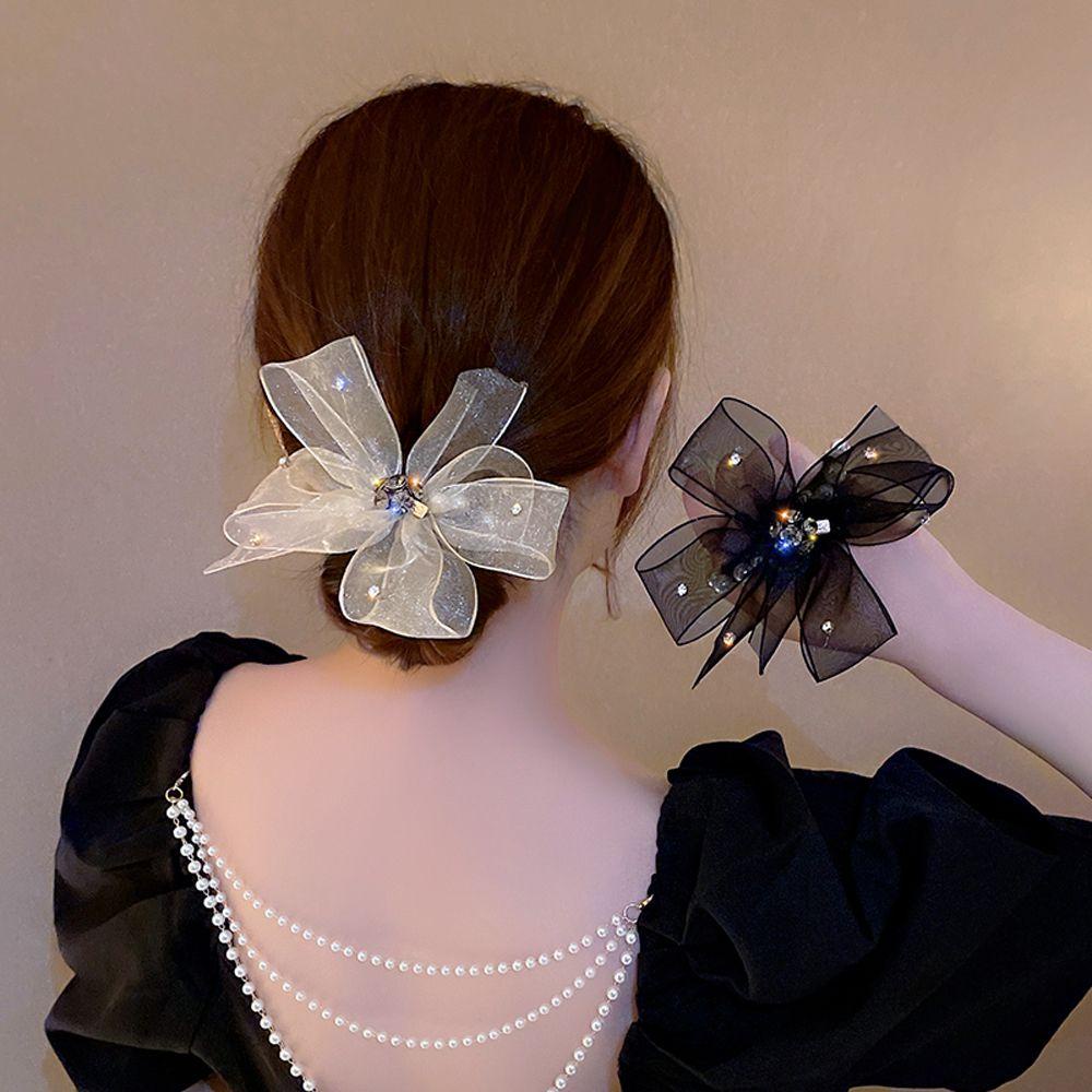 Dây Buộc Tóc Co Giãn Đính Nơ Ren Phong Cách Vintage Cho Nữ