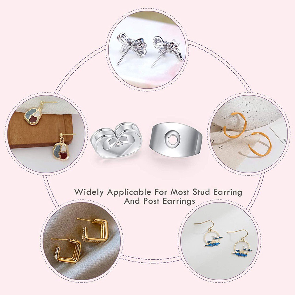 Set 100 Nút Khuyên Tai Bằng Thép Không Gỉ Thay Thế An Toàn