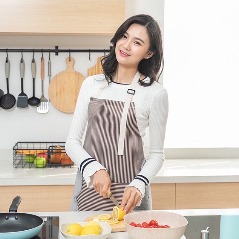 Tạp dề Hàn Quốc cao cấp vải tráng nhựa mềm không thấm nước