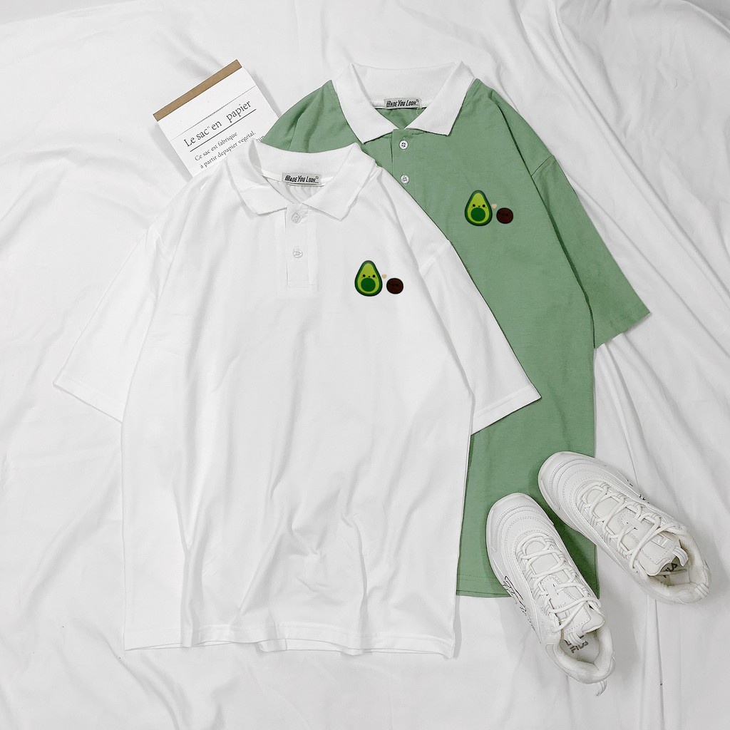 Áo Thun Polo Cổ Trụ In Hình TRÁI BƠ Siêu Cute Tay Lỡ Form Rộng Ulzzang Couple TTQ0003