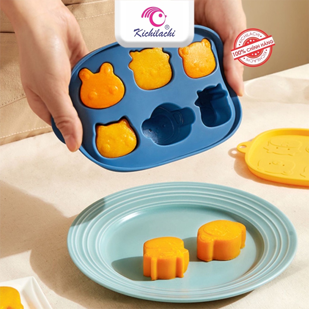 Khay trữ đông silicon 6 ngăn Kichilachi có nắp đậy, khay trữ đông, làm đá thạch, ngăn mùi hiệu quả