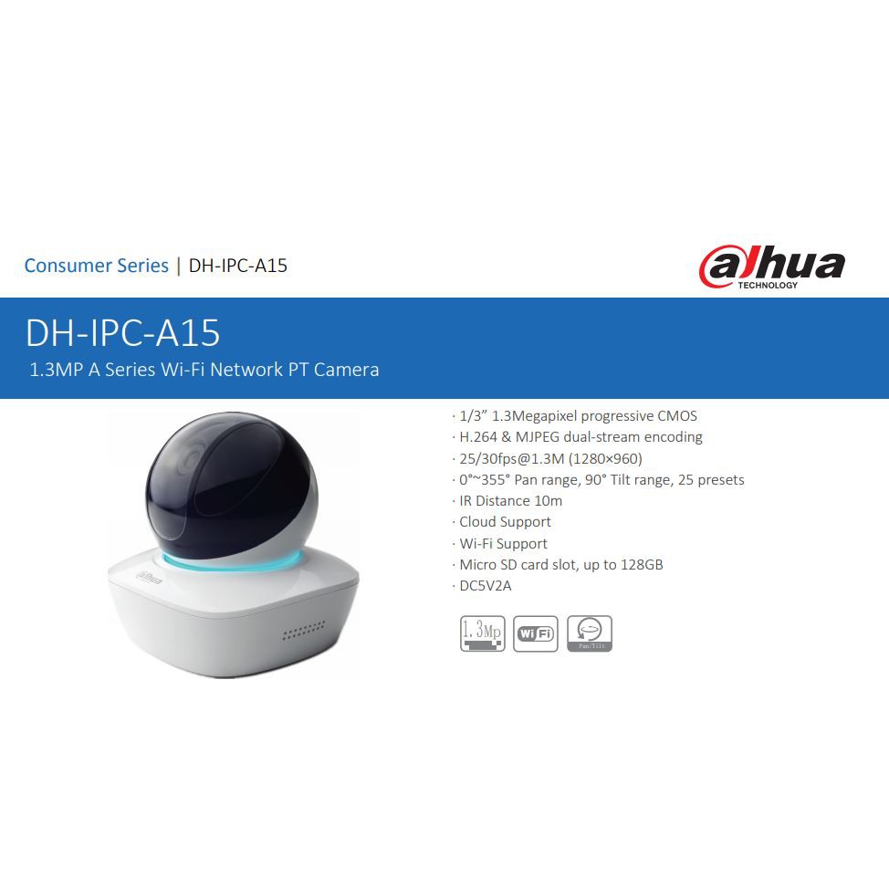 Camera IP Wifi 1.3MP DAHUA DH-IPC-A15P