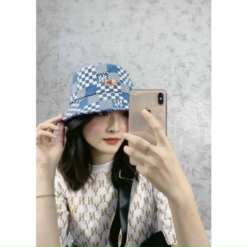 Mũ /Nón jean bucket MLB nam nữ cá tính, fullogo tem mạc