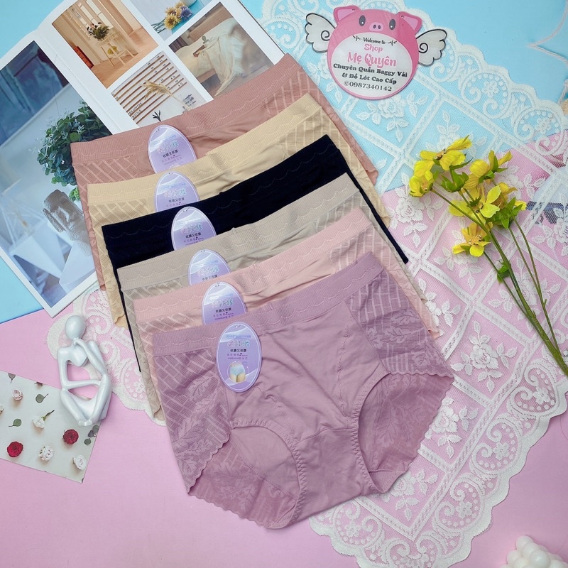 Quần lót nữ cotton cao cấp , quần lót phối ren cạp cao gen bụng giúp vòng 3 căng tròn