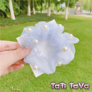 (Video)Hot  Cột tóc srcunchies voan hạt châu Tatitava