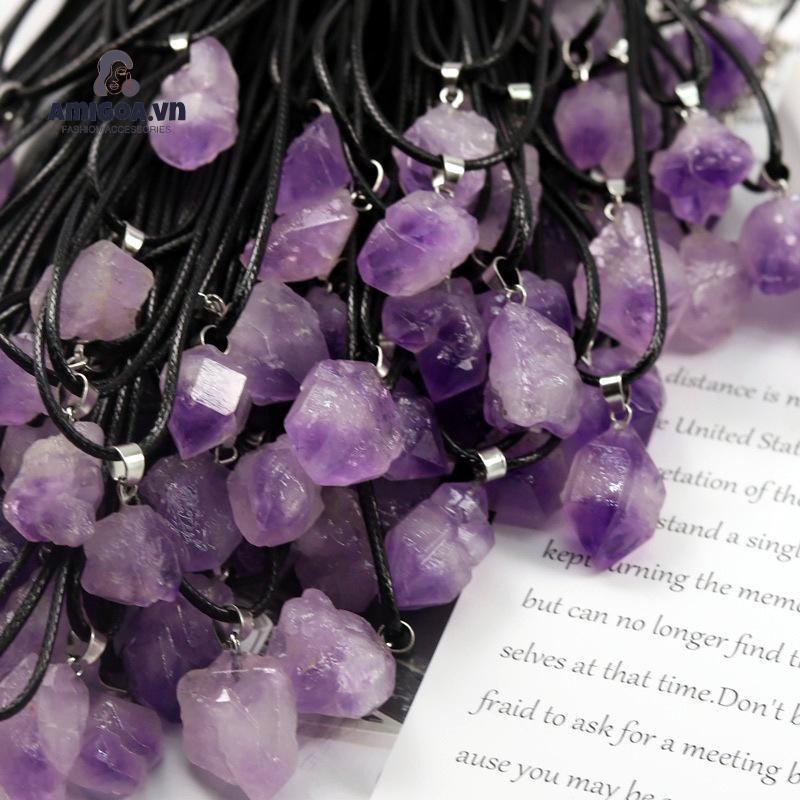 ✨✨Mặt Vòng cổ Bằng Đá Thạch Anh Tím Tự Nhiên DIY Dành Cho Nam Nữ