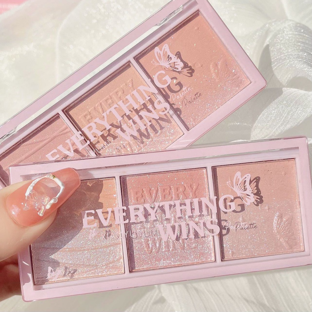 Bảng Phấn Má Hồng / Phấn Mắt / Phấn Bắt Sáng Tự Nhiên 3 Trong 1 3 Màu Sắc Kết Hợp