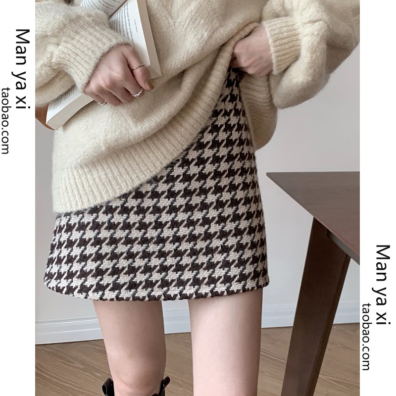 Chân Váy Len Lưng Cao Kẻ Sọc Kiểu Retro Xinh Xắn Cho Nữ | BigBuy360 - bigbuy360.vn